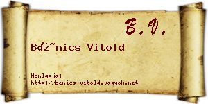 Bénics Vitold névjegykártya